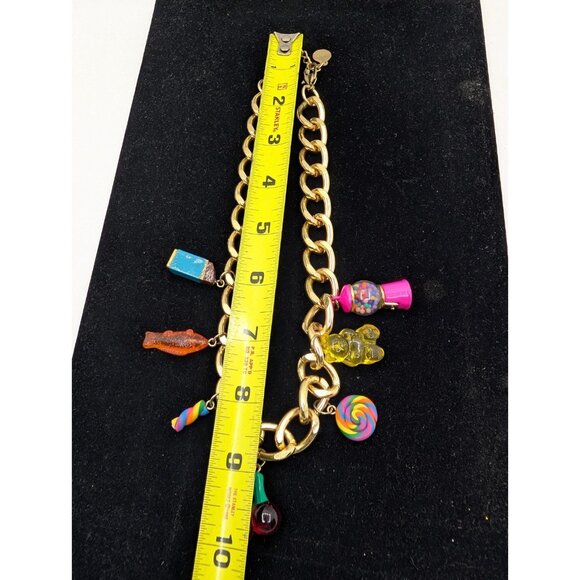 Dylans Necklace Gold Chain w/charms Lollipop Chocolate Candy Swed. Fish Rare vtg - Picture 8 of 16